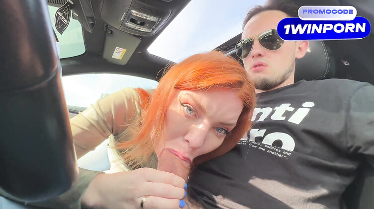 kisankanna: Любительский минет в машине от рыжей русской девки с классными сиськами