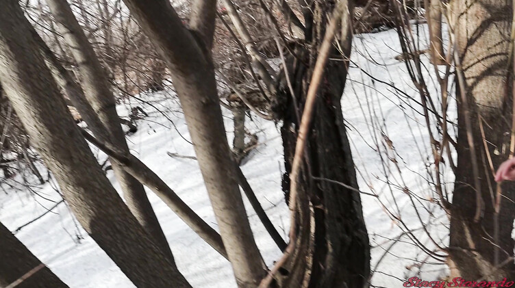 В одежде: Ненасытные русские любовники несмотря на холод трахаются в парке зимой