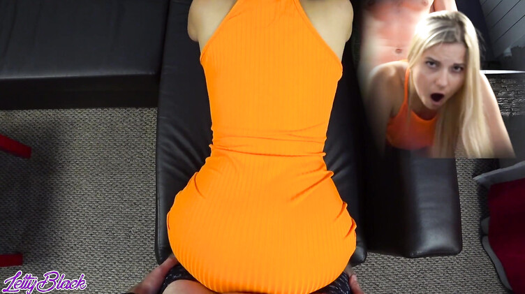 Letty Black: Трахнул русскую раком и кончил спермой на ее оранжевое обтягивающее платье