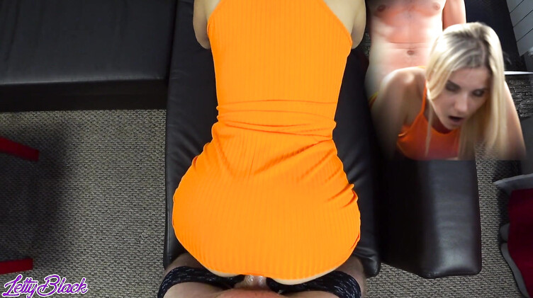 Трахнул русскую раком и кончил спермой на ее оранжевое обтягивающее платье