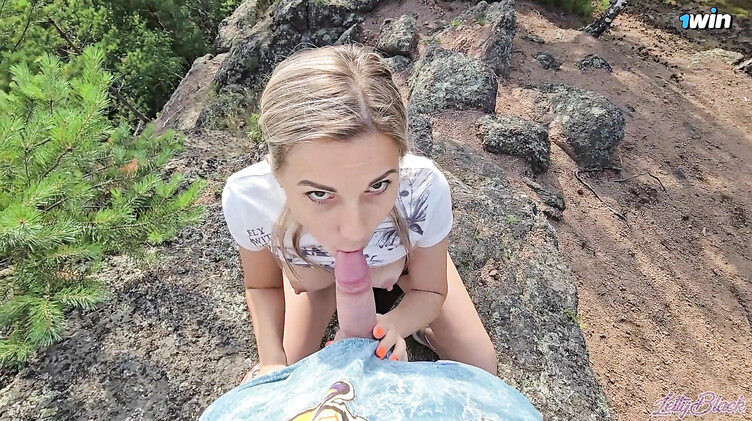 Минет в горах и спуск спермы в рот