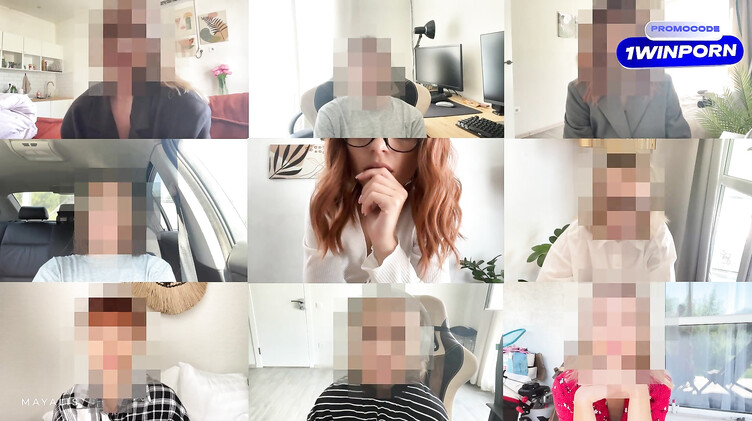 Трахает молодую жену в очках во время рабочего созвона по зуму