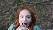 камшот на лицо рыжей девушки после секса