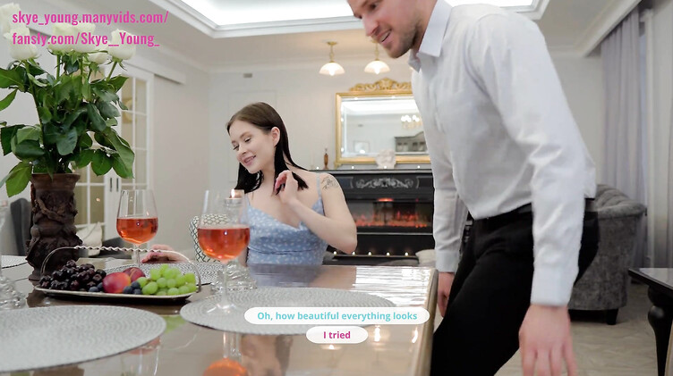 Красивый перепихон на столе после романтического ужина