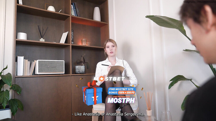 HD порно: Фантазер представляет секс с психологом в чулках у нее на приеме