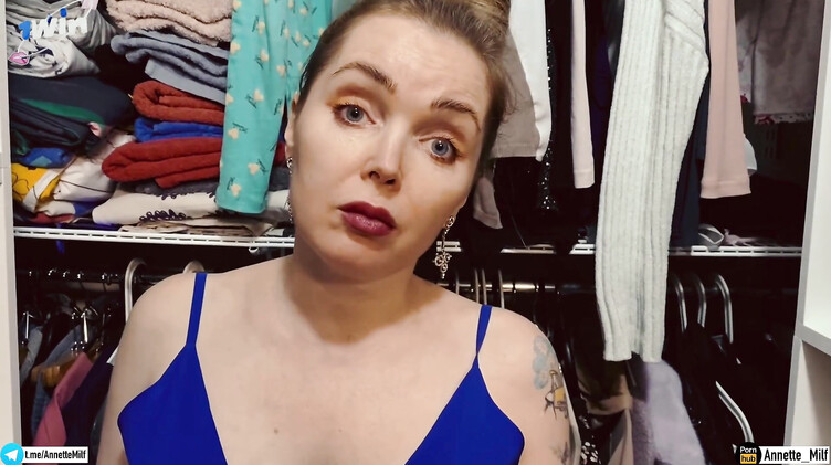 Мачеха и пасынок: Сисястая русская мачеха в чулках трахается в гардеробной со своим пасынком