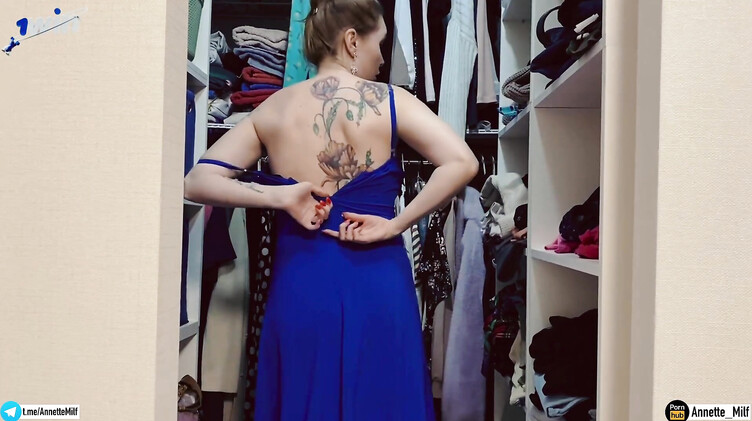 Камшоты: Сисястая русская мачеха в чулках трахается в гардеробной со своим пасынком